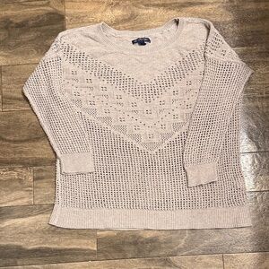 American Eagle Outfitters Pale Pink Open-Knit Scoopneck Sweater